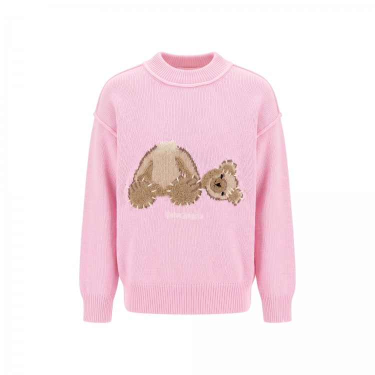 PALM ANGELS Maglione rosa con intarsi bambina