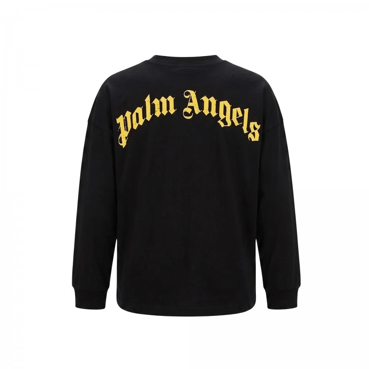 PALM ANGELS T-shirt nera logata a maniche lunghe bambini