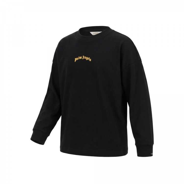 PALM ANGELS T-shirt nera logata a maniche lunghe bambini