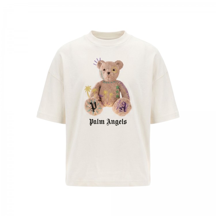 PALM ANGELS T-shirt avorio con stampa Bear bambini