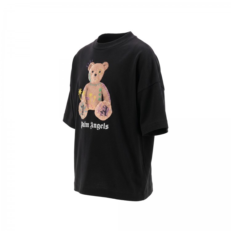 PALM ANGELS T-shirt nera con stampa Bear bambini