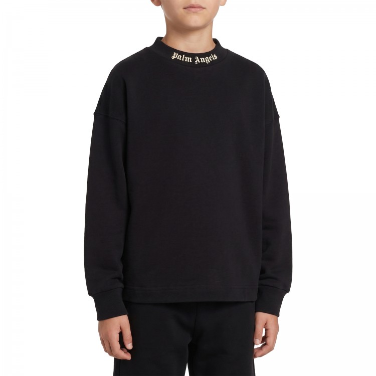 PALM ANGELS Felpa nera logata bambino