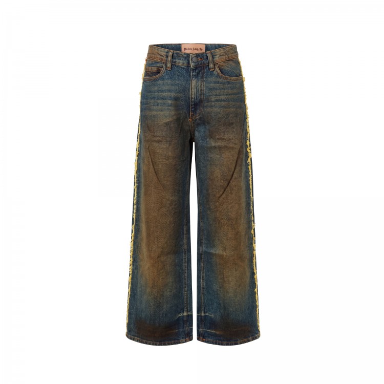 PALM ANGELS Jeans wide leg délavé bambina