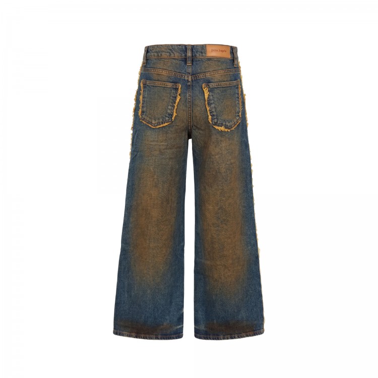 PALM ANGELS Jeans wide leg délavé bambina