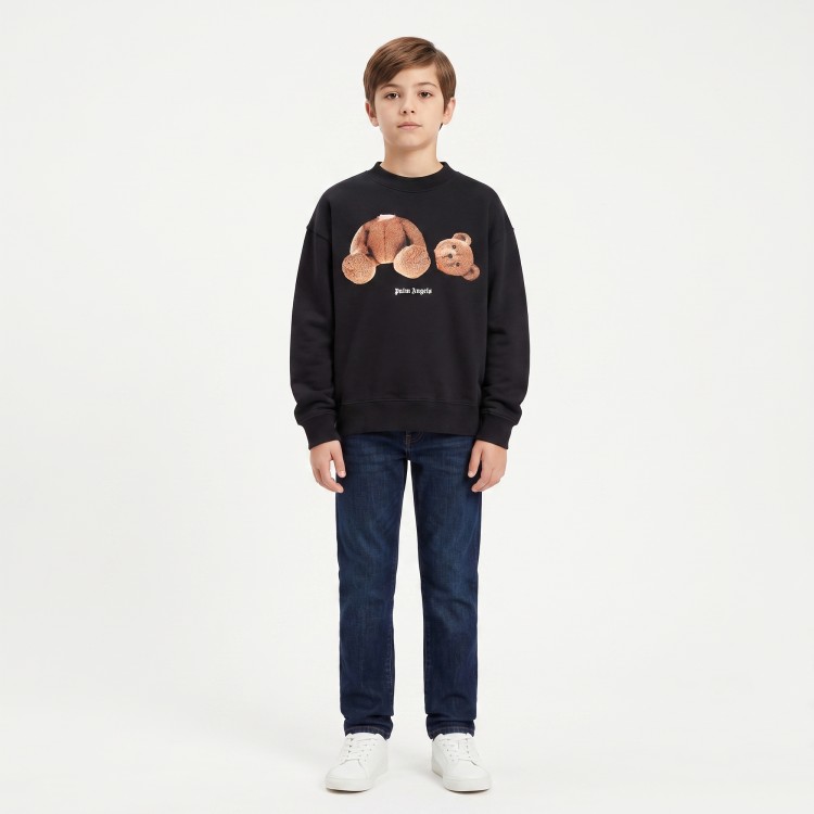 PALM ANGELS Felpa nera Teddy Bear bambino