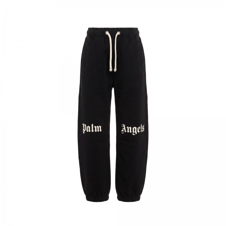 PALM ANGELS Joggers neri con logo bambino