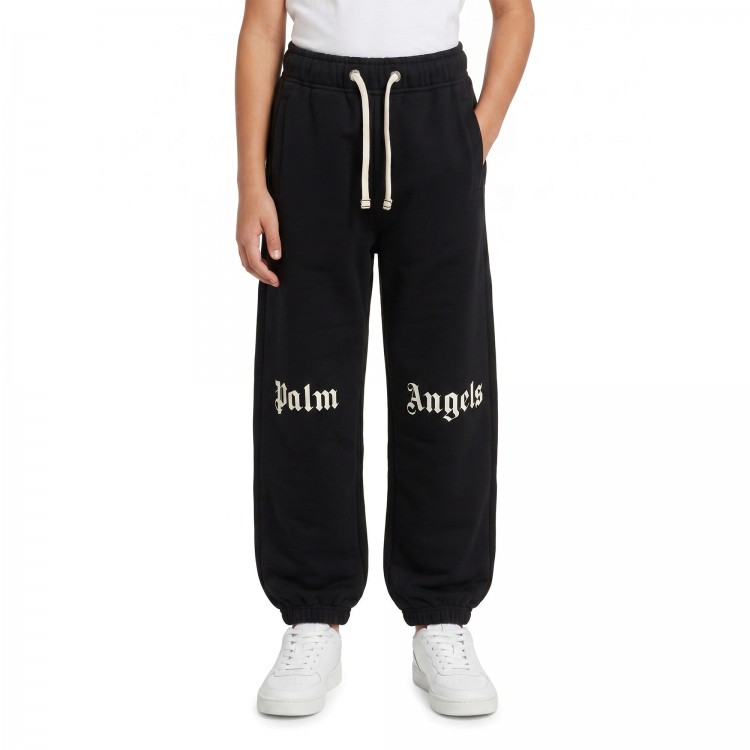 PALM ANGELS Joggers neri con logo bambino