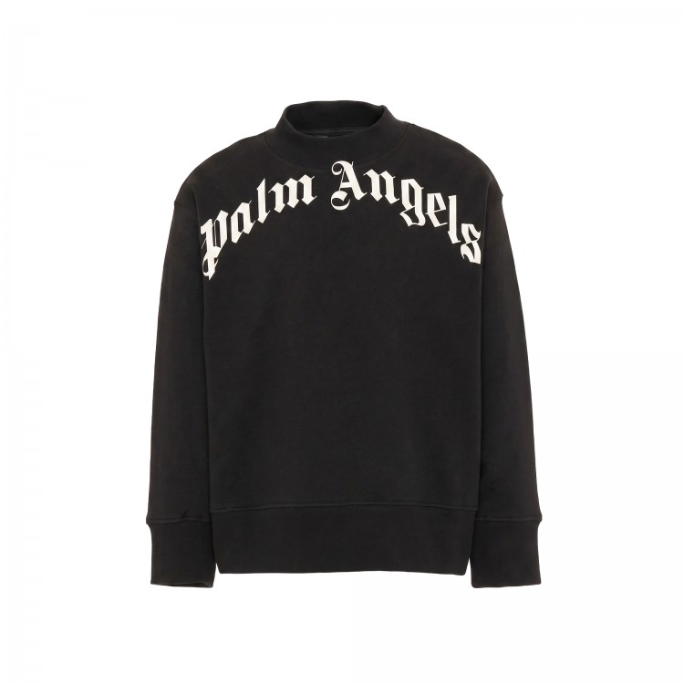 PALM ANGELS Felpa nera maxi logo bambino
