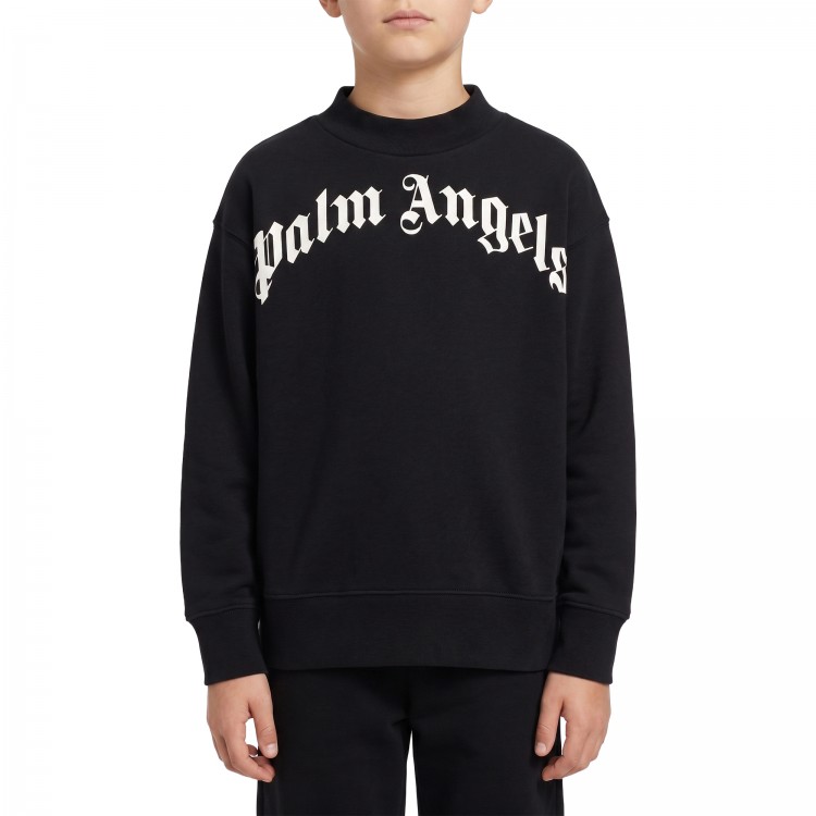 PALM ANGELS Felpa nera maxi logo bambino