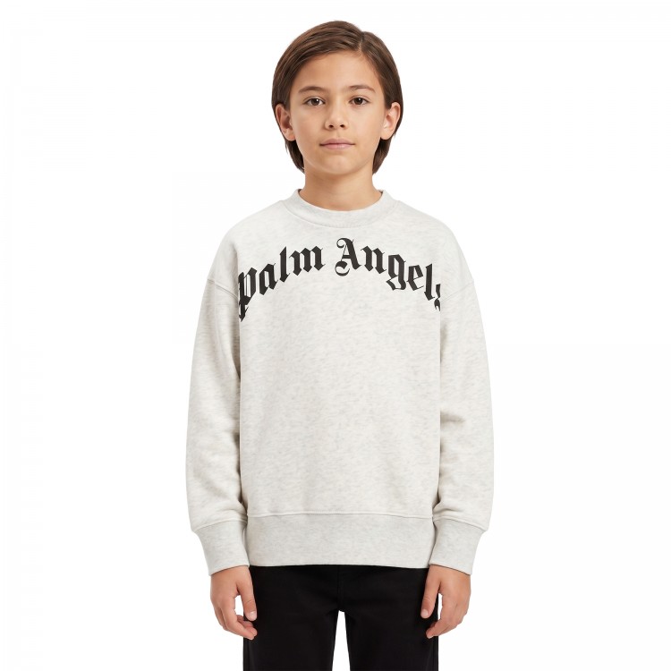 PALM ANGELS Felpa grigia maxi logo bambino
