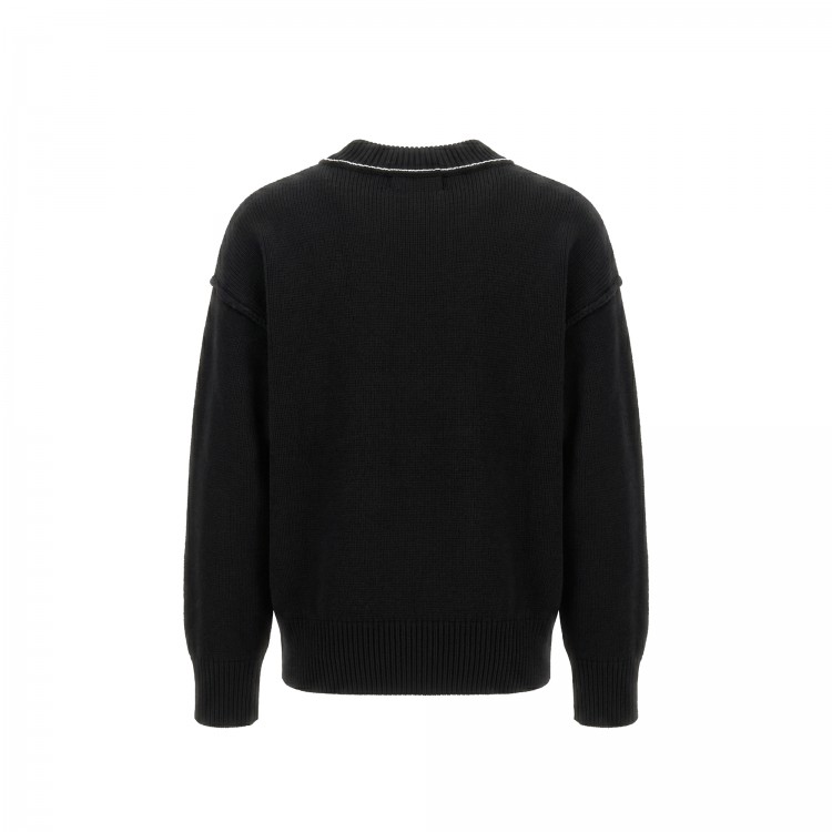 PALM ANGELS Maglione nero con teddy intarsiato bambino