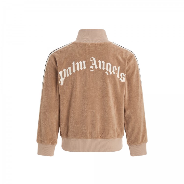 PALM ANGELS Felpa track beige in ciniglia bambino