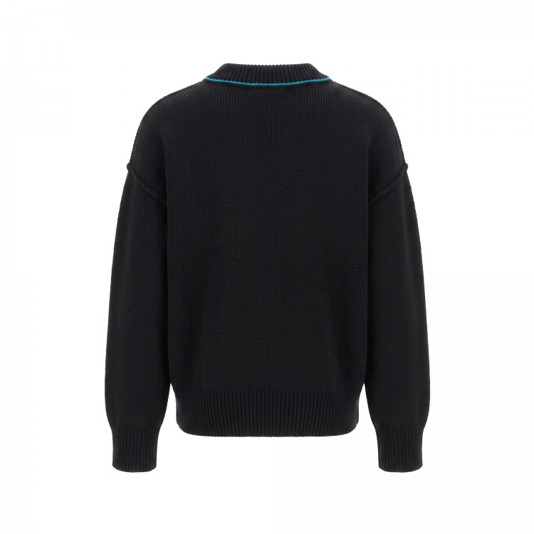PALM ANGELS Maglione nero con logo intarsiato bambini