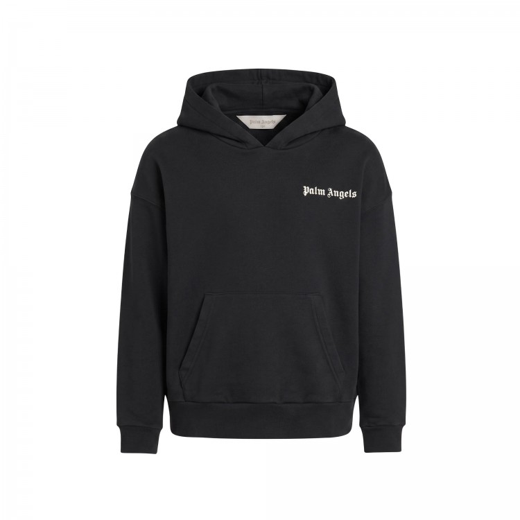 PALM ANGELS Felpa nera con cappuccio logata bambino