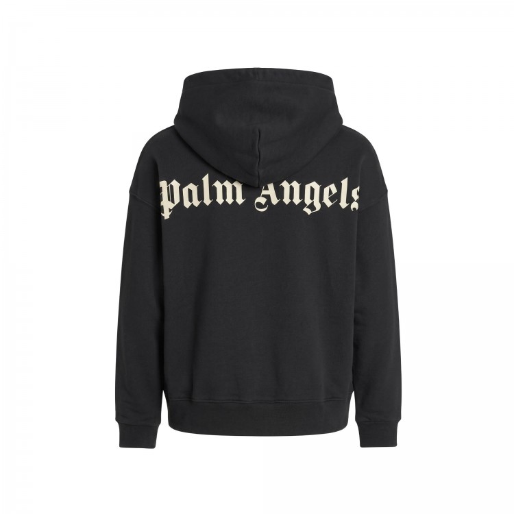PALM ANGELS Felpa nera con cappuccio logata bambino