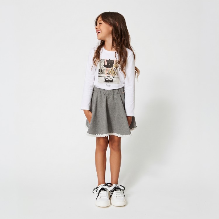 TWIN-SET T-shirt bianca stampata bambina