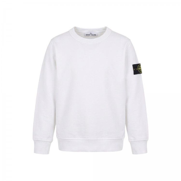 STONE ISLAND Felpa bianca full-zip bambini