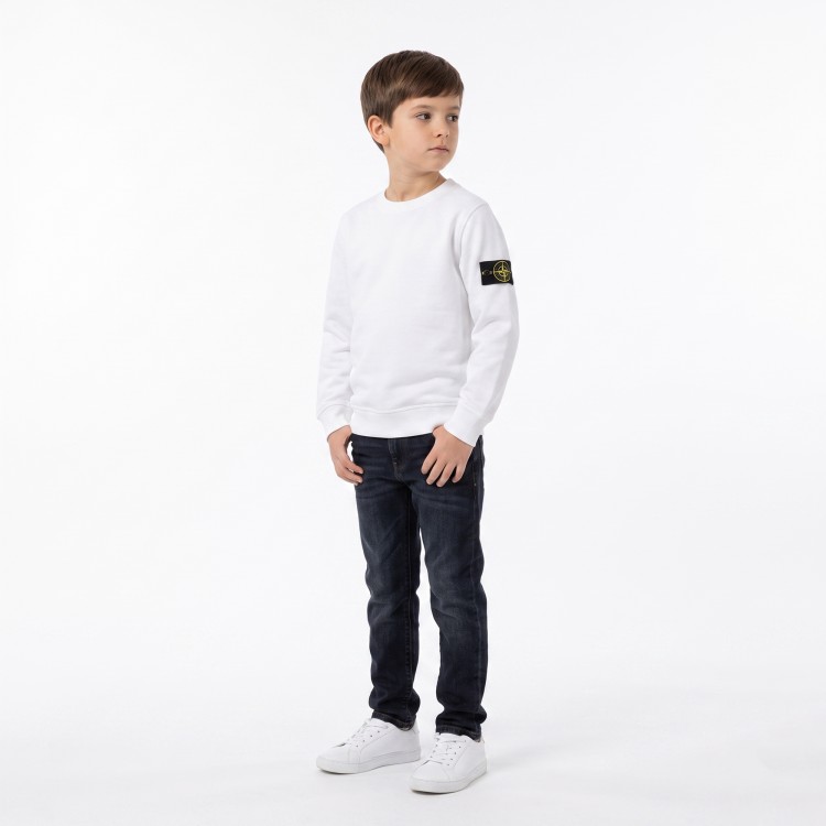STONE ISLAND Felpa bianca full-zip bambini