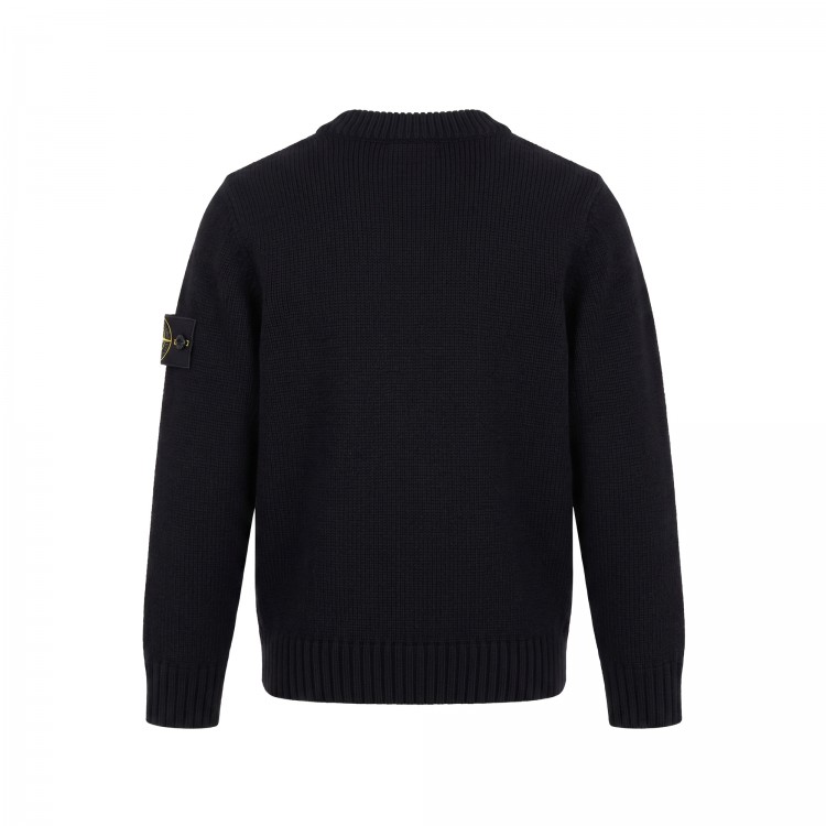 STONE ISLAND Maglia nera girocollo in cotone bambini