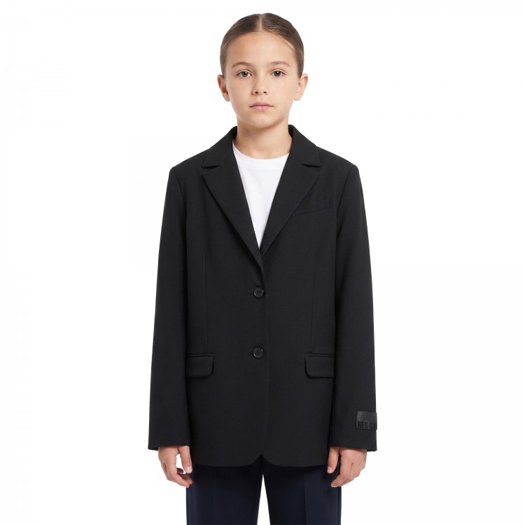 MSGM WOOL GABARDINE OVER BLAZER GIRL NERO/BLA