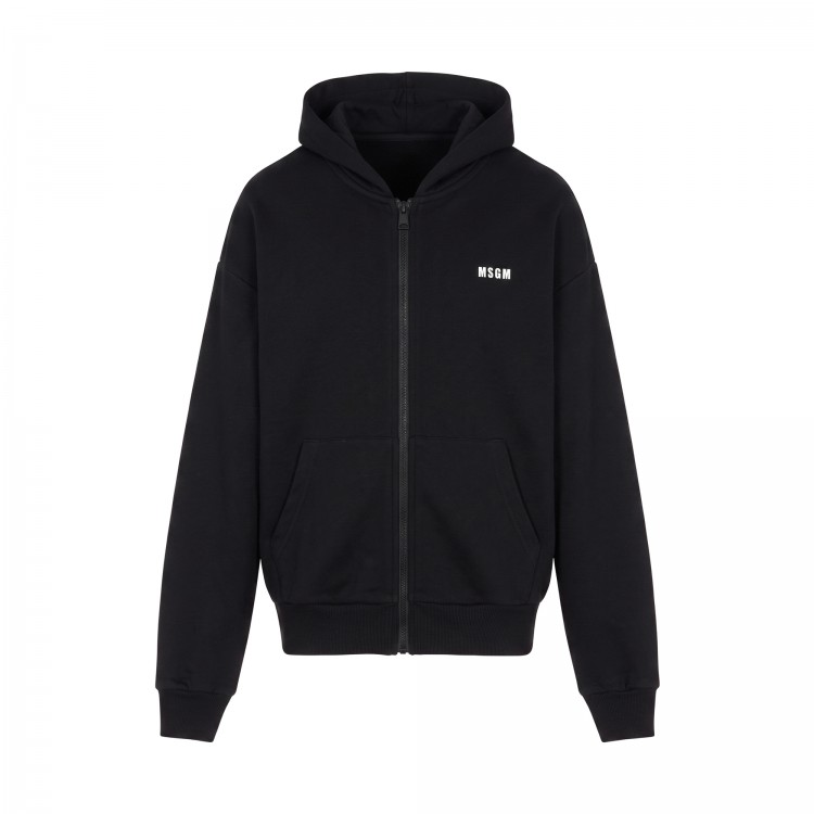 MSGM Felpa nera full-zip logata bambini