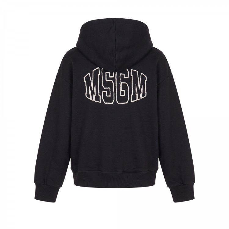 MSGM Felpa nera full-zip logata bambini