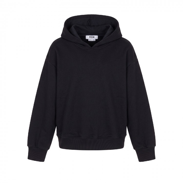 MSGM MSGM Felpa nera logata con cappuccio bambini