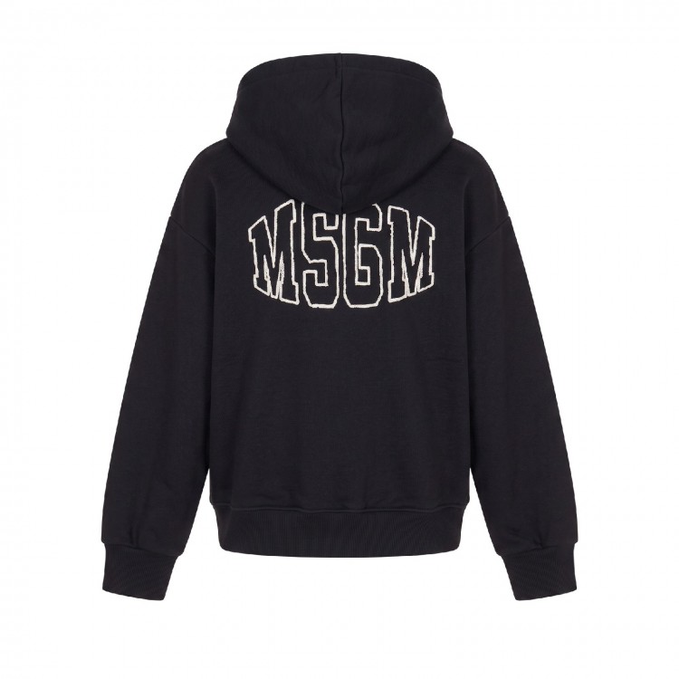MSGM MSGM Felpa nera logata con cappuccio bambini