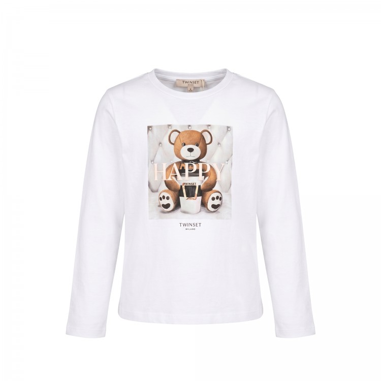 TWIN-SET T-shirt bianca stampata bambina