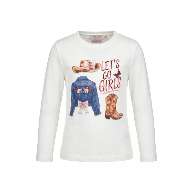 MONNALISA T-shirt bianca Cowgirl bambina