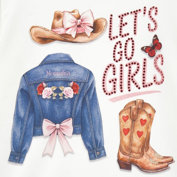 MONNALISA T-shirt bianca Cowgirl bambina
