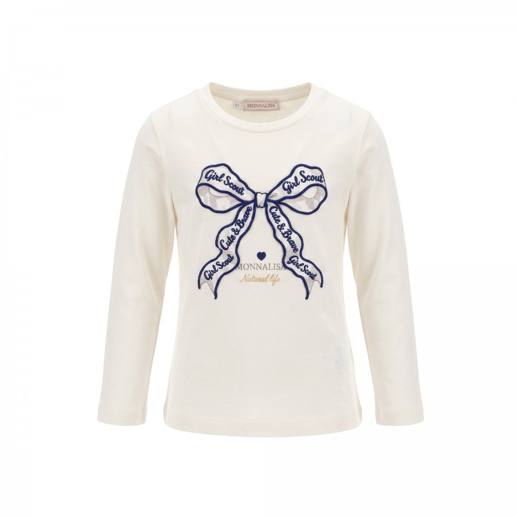MONNALISA T-shirt panna fiocco bambina