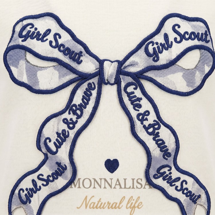 MONNALISA T-shirt panna fiocco bambina