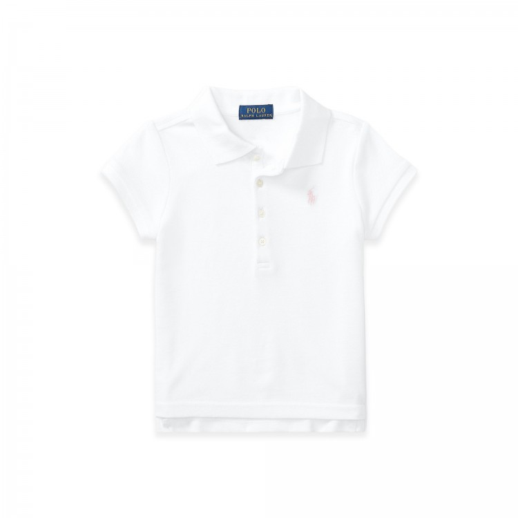 RALPH LAUREN Polo bianca con logo rosa bambina