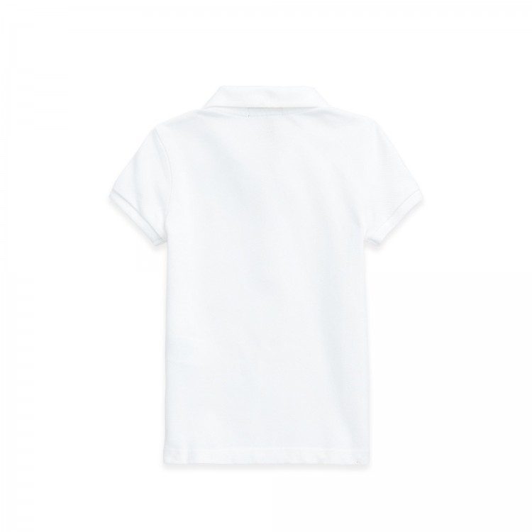 RALPH LAUREN Polo bianca con logo rosa bambina