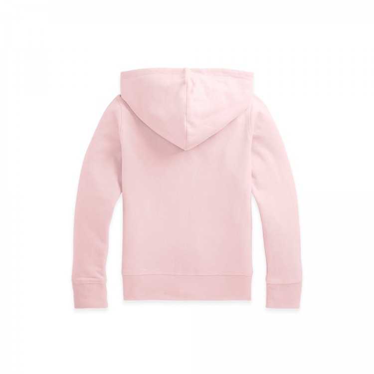 RALPH LAUREN Felpa rosa full-zip con cappuccio bambina