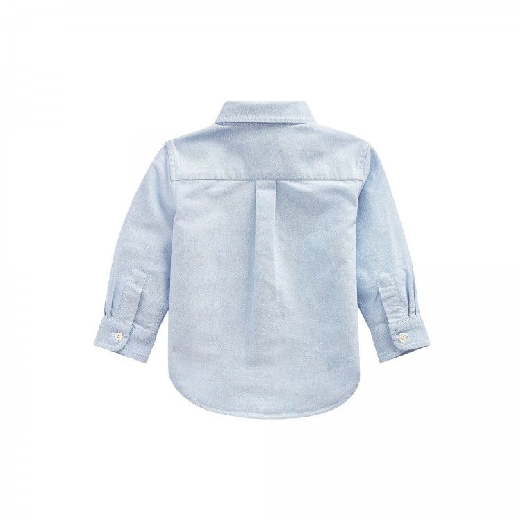 RALPH LAUREN Camicia celeste Oxford neonato