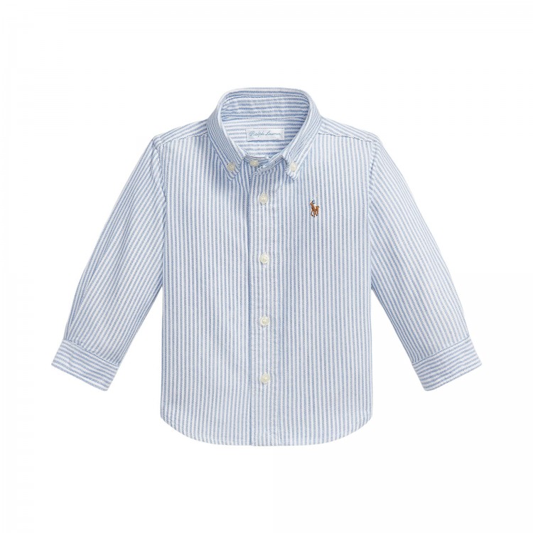 RALPH LAUREN Camicia celeste a righe neonato