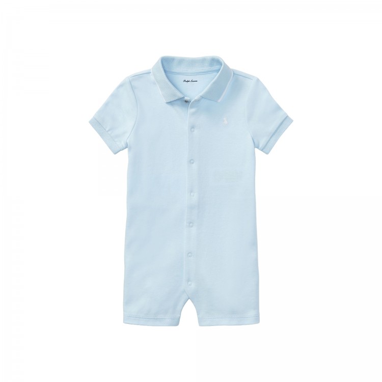 RALPH LAUREN Pagliaccetto polo celeste neonato