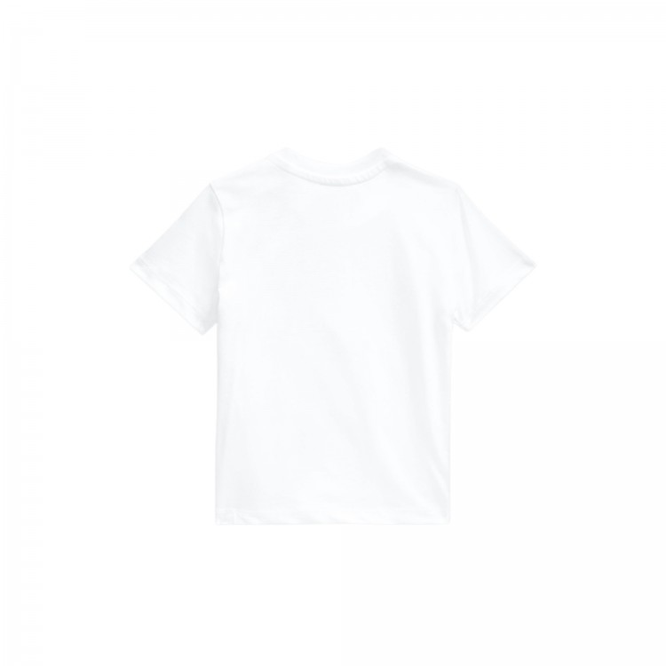 RALPH LAUREN T-shirt bianca Pony navy neonati