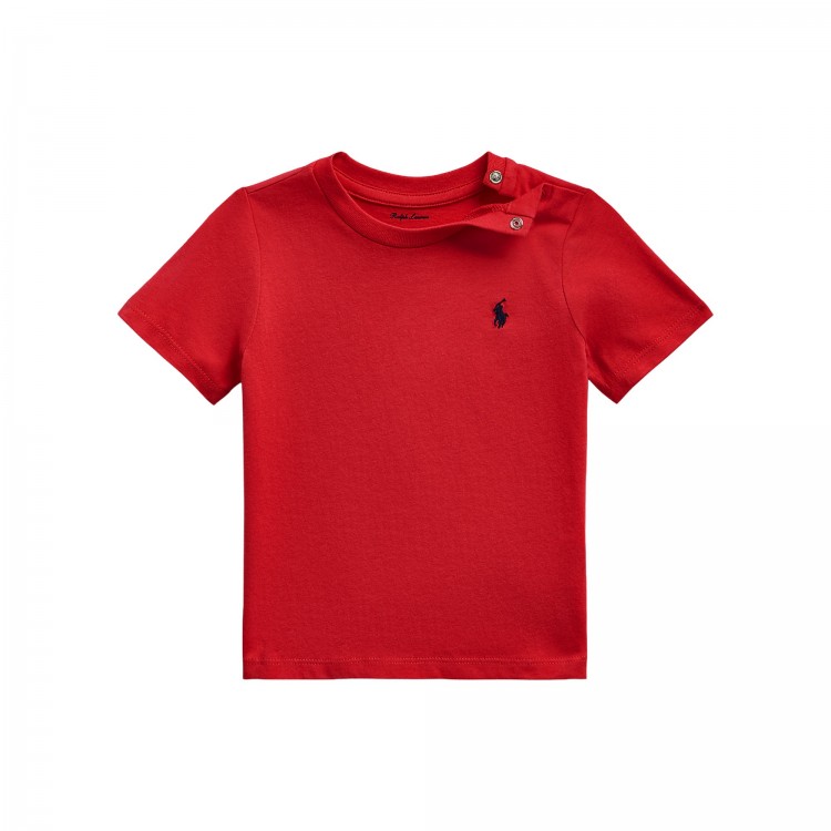 RALPH LAUREN T-shirt rossa Pony blu navy neonati
