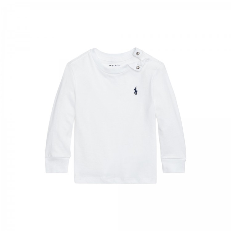 RALPH LAUREN T-shirt bianca a maniche lunghe neonati
