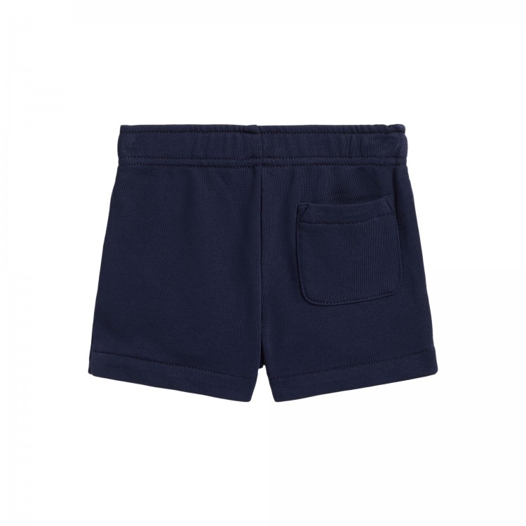 RALPH LAUREN Shorts blu navy con Pony bianco neonato