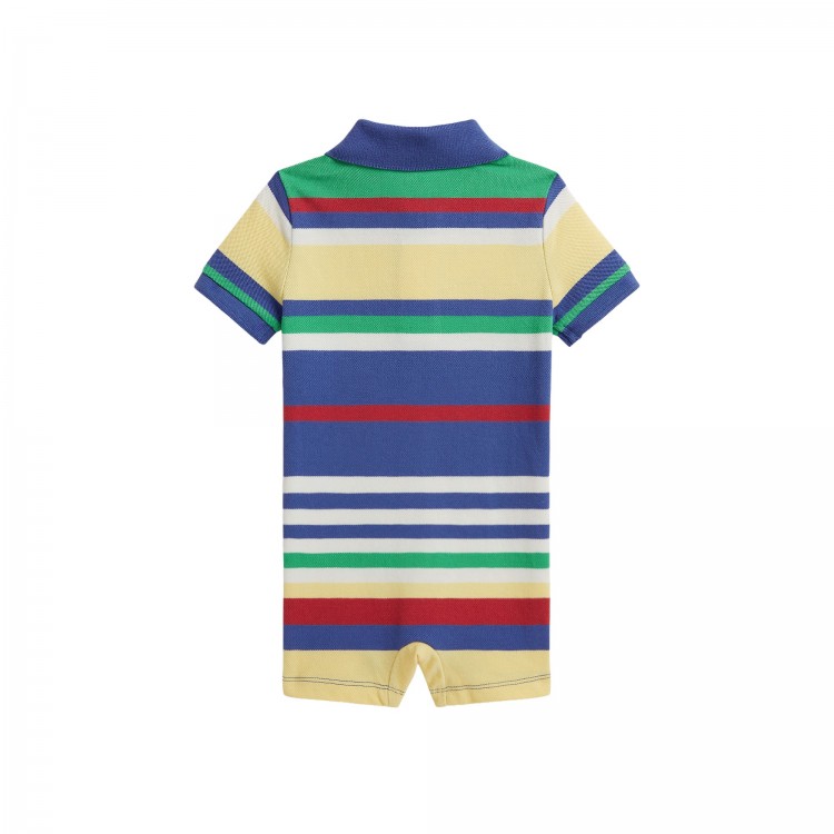 RALPH LAUREN Pagliaccetto polo multicolor a righe neonato