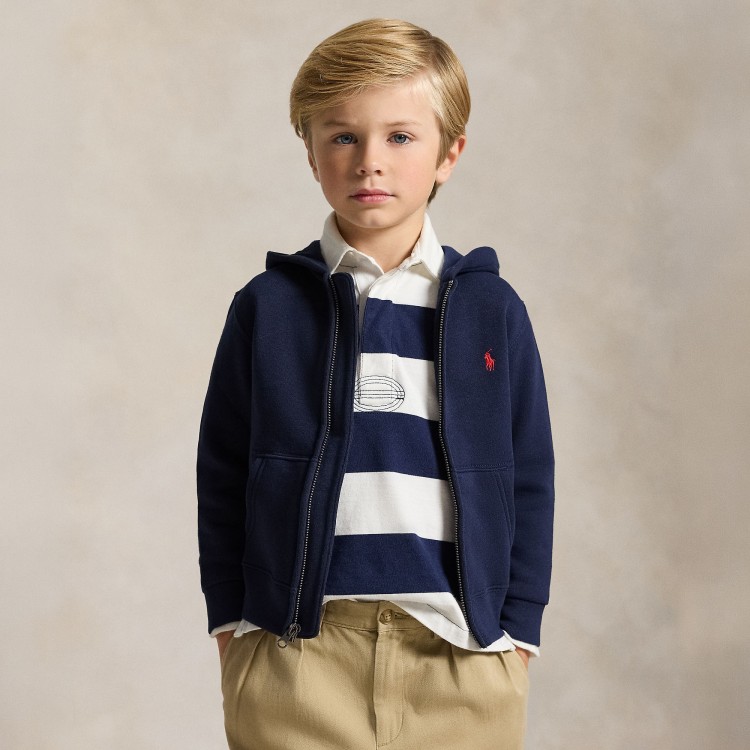 RALPH LAUREN Felpa blu navy full-zip bambini