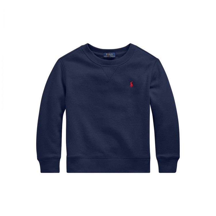 RALPH LAUREN Felpa blu navy girocollo bambini