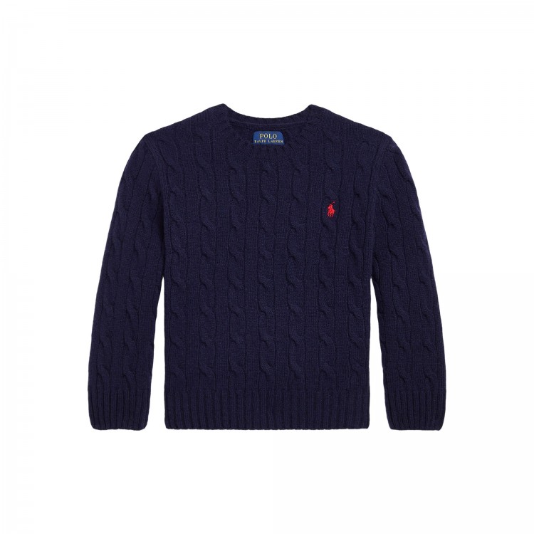 RALPH LAUREN Maglione blu navy a trecce bambini