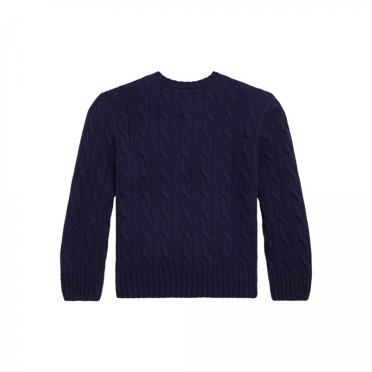 RALPH LAUREN Maglione blu navy a trecce bambini