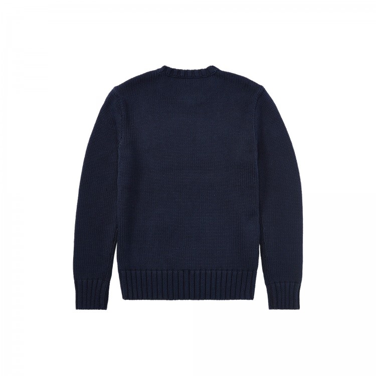 RALPH LAUREN Maglia blu navy in cotone con bandiera bambini