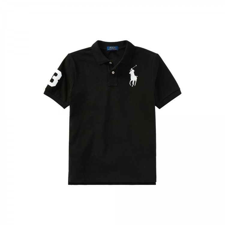 RALPH LAUREN Polo nera in piqué Big Pony bambino